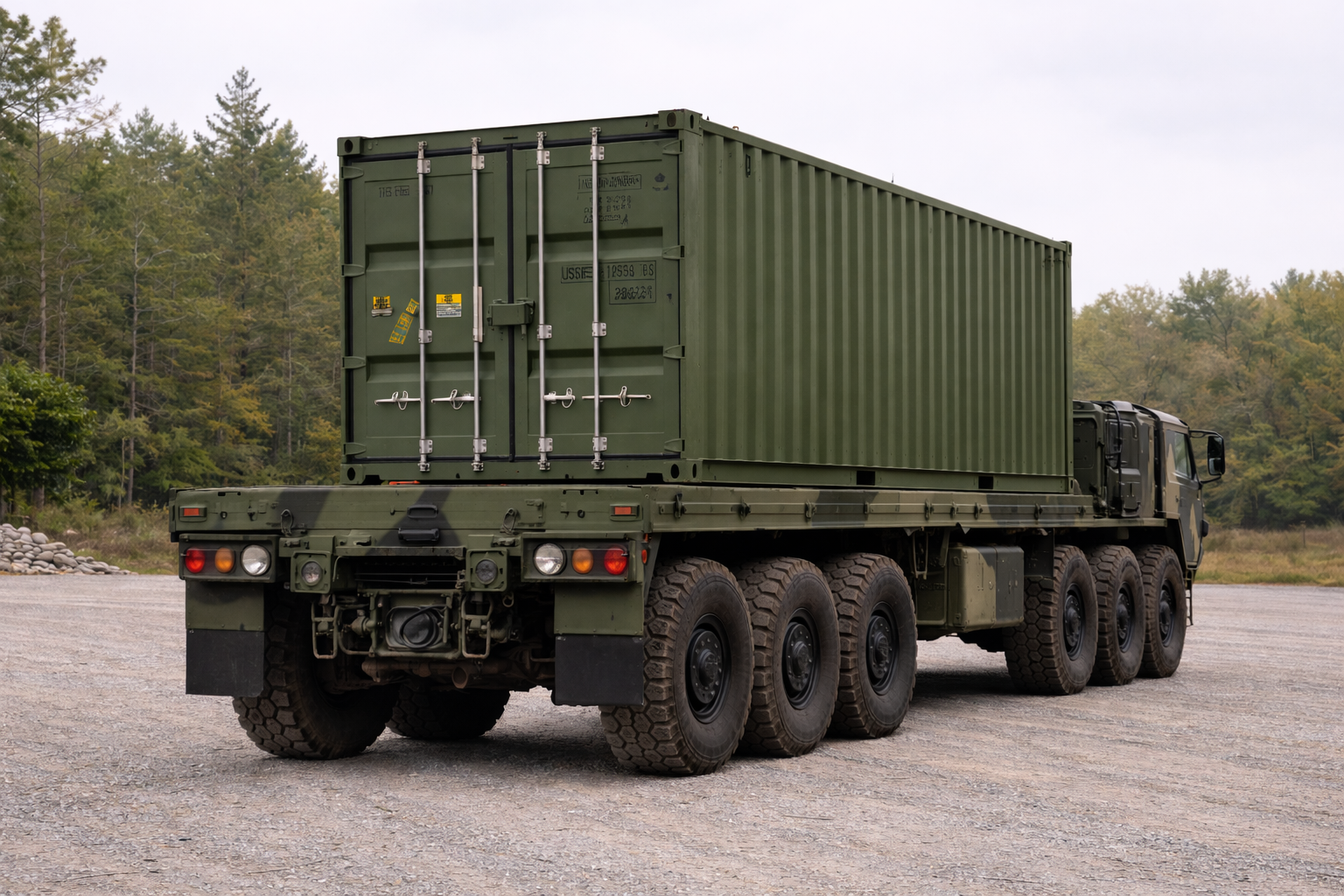~100-200 kWh Buoyancy Power Generator™ mounted on a HEMTT military vehicle for contested logistics deployment