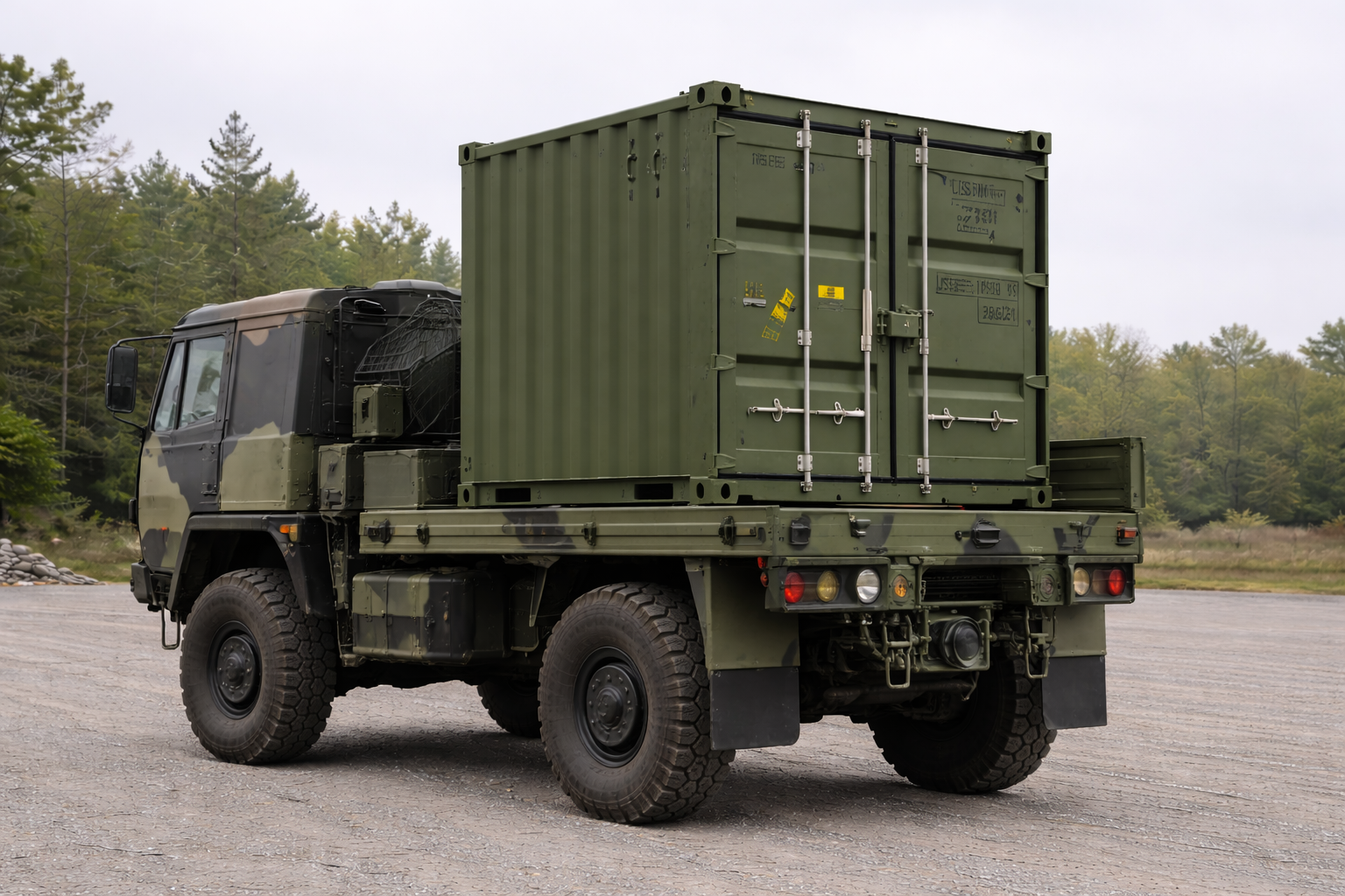 ~50-100 kWh Buoyancy Power Generator™ mounted on an LMTV military truck for rapid FOB deployment